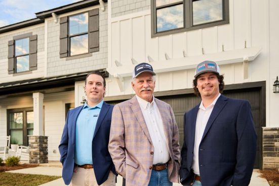 Michael Nieri (center) with his sons Pennington Nieri, who serves as co-executive vice president of construction services for United Homes Group, and Patrick Nieri, who owns Nextar Homes.