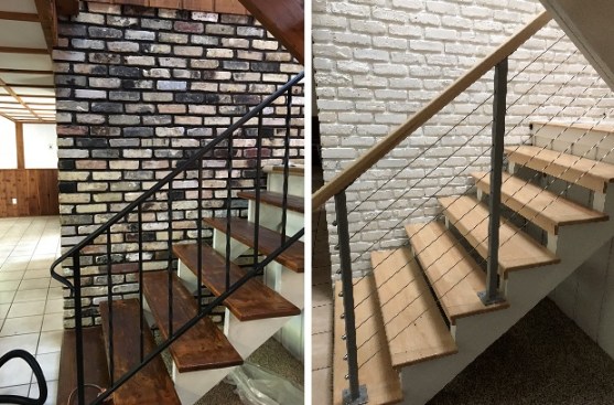 Feeney CableRail transformed the dark and dated staircase | Courtesy of Quigley Decks