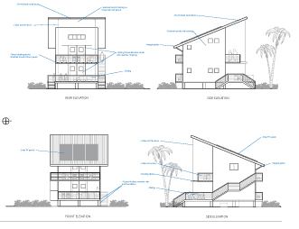 Billes Partners

French for “Flow,” the Flux House features simple forms, a compact shape, and open planning that allow for accommodation in various climates and cultures. The roof is optimized for water harvesting and alternative energy systems, while overhangs provide shading. Sliding SIP panels with removable or sliding screen panels allow for ventilation. The house is configured in two components--living spaces and sleeping spaces, which can be stacked or placed adjacent to a central outdoor living area, depending on conditions. Metal panel architecture and cable railings contrast with the softness of wood decking.