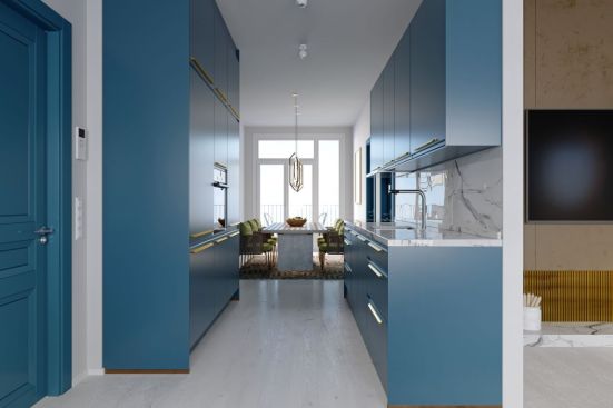 Varying shades of blue are trending while darker blues like navy lean more traditional and classic.