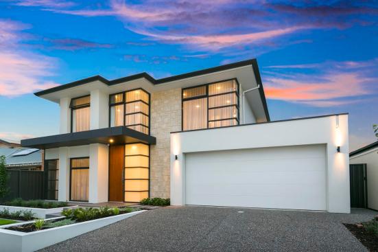 Modern Home Façade featuring Fossil Reef Coral Stone from Cultured Stone