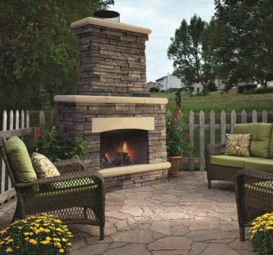 BelgardThe
Bordeaux Collection outdoor fireplace uses multi-length and layered Lamina
Stone for an authentic stacked stone aesthetic, with limestone accents for the
cap, hearth, arch, and mantle. The main unit measures 50 1/2 inches
wide, with optional side woodboxes for a larger display. Wood-burning capability
is standard and comes with a stainless steel double wall flue pipe and
concealed spark screen, but the fireplace also is available as a vent-free gas
unit. The modular fireplace is designed for easy installation and can be set up
in less than an hour, according to the company. www.belgard.com