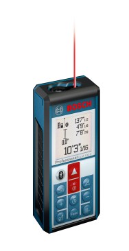 The Bosch GLM 100 C Laser Measure with Bluetooth® Wireless Technology has a dedicated Bluetooth button and an onscreen icon that activates when Bluetooth is operating.