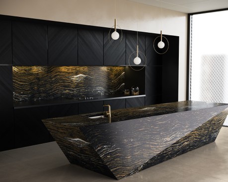 The Black Marble Collection's Golden Dragon surface by Cambria.