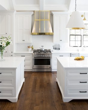 Double kitchen islands featuring Torquay offer beauty and performance in this elegant kitchen by Melissa Sutherland.