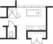 The bath's floor plan.
