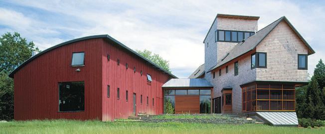 An engaging color palette inside and out contributes to the home's visual flair.