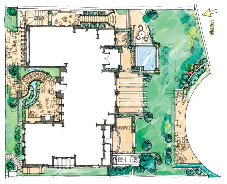 Despite the size and slope limitations of the site, more than half of it was given over to outdoor spaces and gardens.