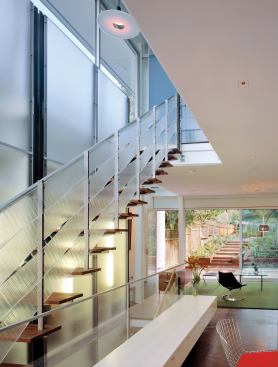 CUSTOM HOME  2007 CHDA  San Francisco Residence  Custom Home 3,000 to 5,000 Square Feet / Merit Award    Superbly adapted to its urban infill site, this new row house modulates exposure to neighbors and the street but opens wide to its rear garden and interior courtyards.