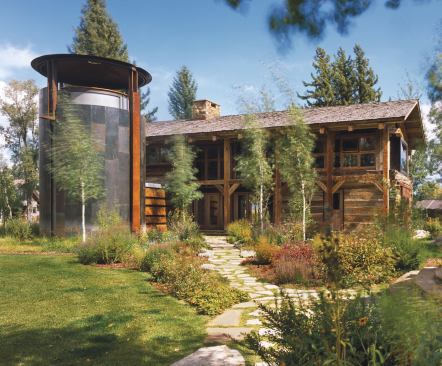 Instead of grain, the silo holds bottles of wine neatly arranged in metal racks.