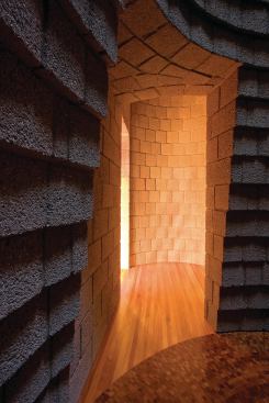 The meditation room has a secret entrance, located off the living room.
