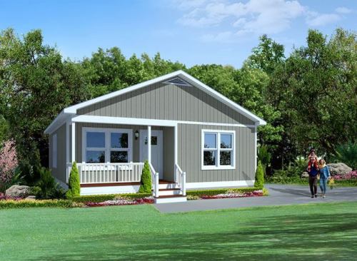 The Craftsman Bunglaow measures 771 square feet and features two bedrooms and one bath. Hardwood floors are installed in the common areas.