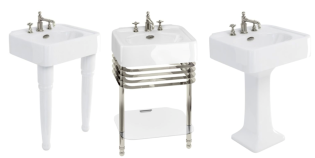 The Arcade 24” Basin Console, Basin and Metal Console, and Pedestal Basin sets.