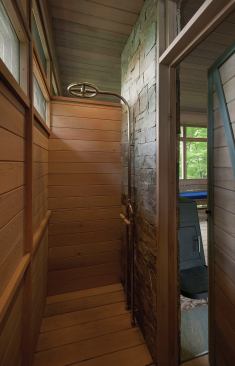 The shower-changing area.