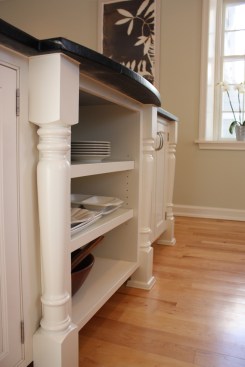 This farmhouse had received several updates and renova-
tions over the years. However, the floor plan was conflict-
ing amongst the kitchen, laundry, mudroom, and powder 
room. A complete reorganization of the first floor was 
achieved through multiple structural changes that al-
lowed for a larger kitchen and created better flow be-
tween adjacent rooms. The kitchen includes custom 
painted cabinetry, a farmhouse style sink, and soapstone 
countertops. A commercial size Viking range, hood, and 
Sub Zero refrigerator bring a theme of stainless steel to 
the kitchen which is accentuated by brushed nickel hard-
ware and island faucet. Specialty lighting, glass door 
cabinets, and a grand, eight foot island are just a few of 
the features that make this kitchen stunning.
