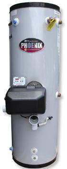 The manufacturer says the Phoenix Solar water heater is the first of its kind to combine domestic hot-water storage with a 97 percent efficient, gas-fired backup in one unit. In addition, it provides space heating and domestic hot water in a single package. Side tappings in the jacket permit auxiliary connections to a hydro-air system for space heating. The unit incorporates a dedicated solar heat exchanger for transferring heat from solar panels to the water. Heat Transfer Products. 800-323-9651. www.htproducts.com