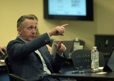 Dan Swift, chairman and president at BSB Design, works with the design team to incorporate technology features.