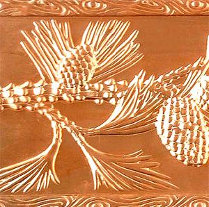 The company says its decorative metal stampings and embossed trims have applications that are limited only by your imagination. Ideal for interior accents and lighting, the pieces are manufactured in copper, steel, aluminum, and brass. The Pine Bough Banding is shown here, but seven other trim designs are available. Frank Morrow. 800-556-7688. www.frankmorrow.com.