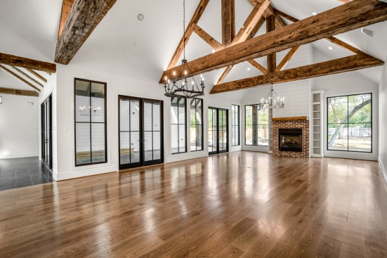 Living Room with solid wood beams