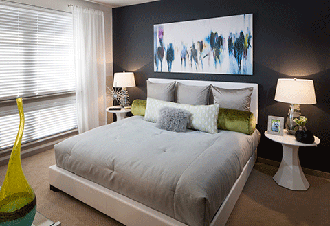 Deep purple creates an enticing and rich atmosphere that is sure to impress, shown in a Forum Real Estate Group home.