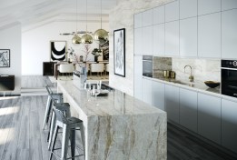 Dekton by Cosentino in Arga (counter, island, accent wall, backsplash).
