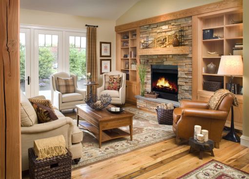 The efficient, open floor plan offers many custom touches, including reclaimed oak floors, solid fir beams, ski storage, and a recycling center.
