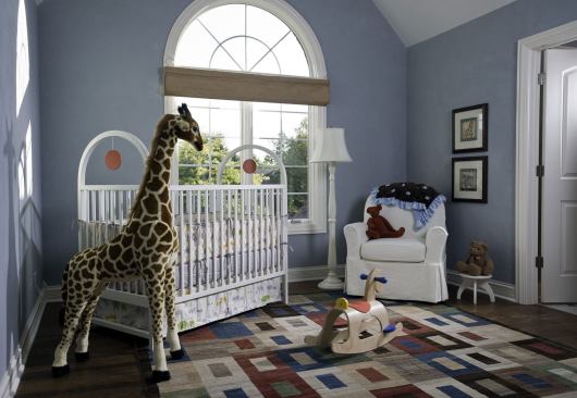 The nursery’s furniture is Greenguard certified and made from 100% certified woods and biodegradable fabrics or recycled materials.