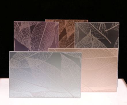 Duo-Gard  The manufacturer’s decorative panels now come in a variety of new designs, including the Sunset Collection (shown). Made from 100 recyclable content, the panels come in 4-foot-by8-foot sheets in two thicknesses—1/8 and ¼ inch—and can be used for a variety of architectural applications including cabinet doors and walls. 
www.duo-gard.com.