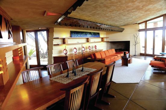 Although in dire need of refurbishing, the mahogany paneling, doors and cabinets remained otherwise relatively unscathed. The integrally colored stucco ceiling was patched and sand-finished.