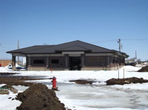 The second commercial building in the city to reopen, Greensburg State Bank boasts a variety of sustainable features including ICF construction, high-efficiency heating and cooling systems, solar orientation, and a highly insulated roof.