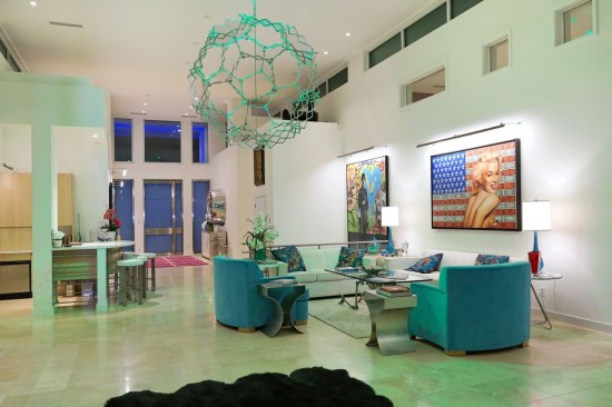 The grand salon of the 17,000 square-foot home, retrofitted with an ELAN Entertainment and Control system.
