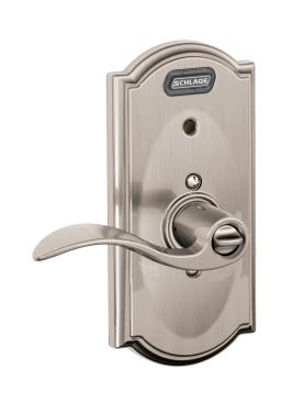 Introduced at the 2011 International Builders’ Show, the alarmed lock detects a range of actions around the front door and alerts homeowners of any activity. The alarm activates if a child tries to leave the house, if someone kicks the door, or if someone tampers with the lock. It’s battery powered so wiring is unnecessary. Schlage. 
www.schlage.com.