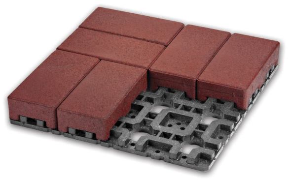 There are other pavers that promote water drainage, but this composite grid and brick system is both handsome and easy to install. Made from 95 percent recycled car tires and plastic containers, the two elements snap together for a sure fit, and the completed surface allows water to drain through. VAST Enterprises. 
www.vastpavers.com.