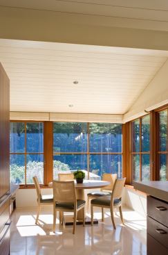 The breakfast area occupies a south- and west-facing bay off the kitchen.
