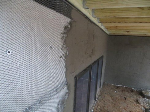 The exterior is prepared for finishing.