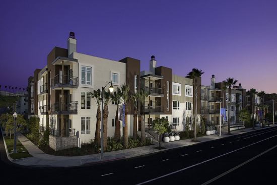 Set in the Playa Vista neighborhood about 1 mile from the beach, the three-story building offers private patios and an urban design.