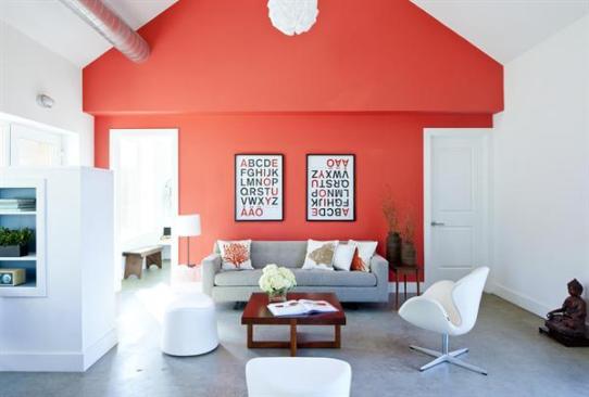Minimal trim, simple polished concrete floors, and careful window placement provide a clean look to the interior.