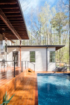 Master Bedroom overlooking pool  area.