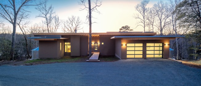 Main entrance and garage elevation.