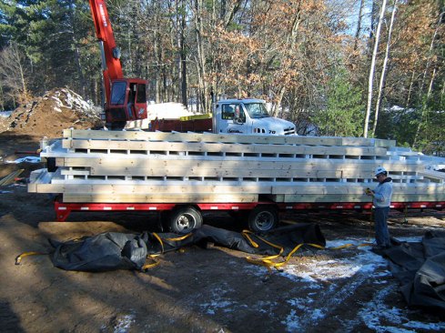 Panels for one house can fit on one truck, the company says.