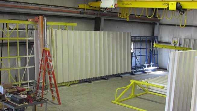 The wall panels are manufactured inside the Eagle River, Wis., factory.