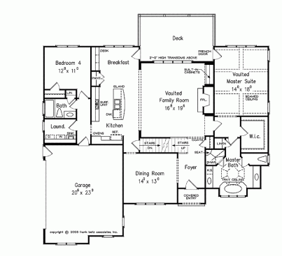 With
most living spaces on the first floor (including a guest suite that would be
perfect for an elderly relative), this layout will easily transition from
move-up to empty nest. See more images, information, and the second-floor plan.&nbsp;