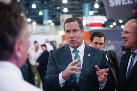 Rick Fedrizzi, CEO of USGBC, on the showfloor of Greenbuild