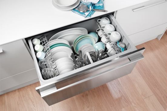 The company that brought you the dishwasher in a drawer has unveiled a unit specifically designed for the U.S. market, which tends to like more space. Part of the new Modular Kitchen, the dishwasher measures 36 inches wide (as oppose to 24 inches) to allow for a flexible arrangement with cabinets and other appliances in the line. Fisher & Paykel. 
www.fisherpaykel.com.