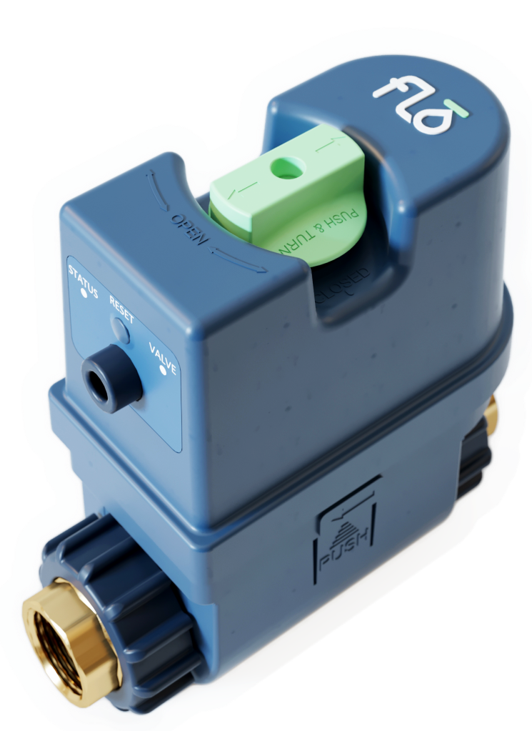 The Flo water security and management system consists of a Wi-Fi connected device installed on the home’s main water supply line