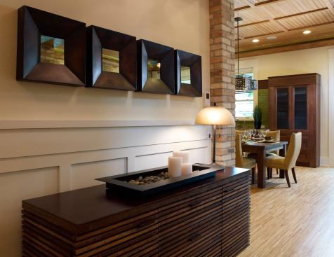 Oil-finished wood flooring from Revolution Mills uses 75% recycled-content engineered wood and requires no urethane coating.