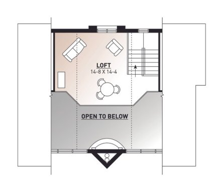 Cabin Plan with Walkout Basement 23-2023 - Upper Floor Plan