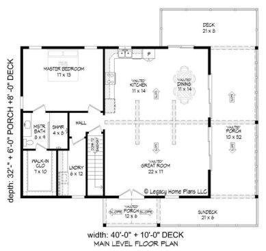 Rustic House Plan with Open Layout 932-611 - Main Floor Plan