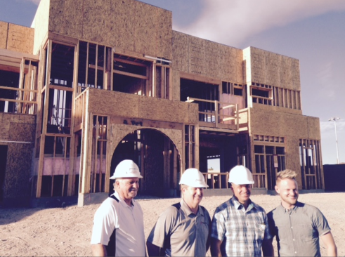 Responsive Home frame-walk leaders, Pardee Homes purchasing director Bill Hughes, project director Larry Simon, division president Klif Andrews, and creative director Bobby Berk.