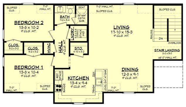 Garage plan with apartment above, upper floor plan. See details at Houseplans.com.